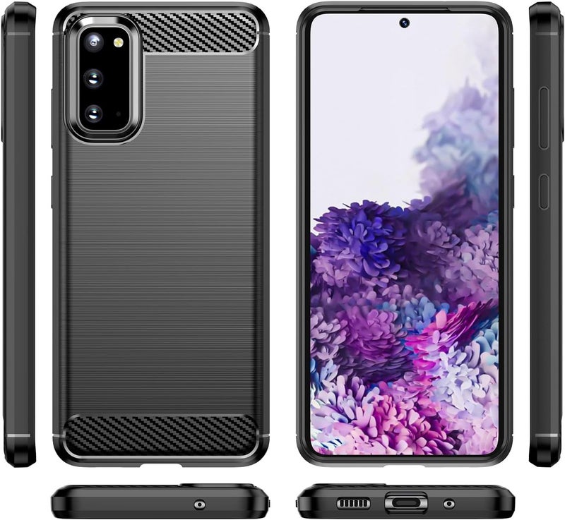 Aikcks for Samsung Galaxy S20 5G Phone case, Shockproof, Scratch Resistant Carbon Fiber Jacket, Soft TPU, for Galaxy S20 5G case (Black - Image 2